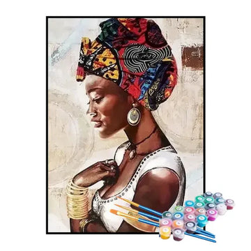 Kit de Pintura Numerada - A Mulher com Turbante Estampado