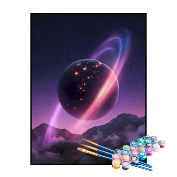 Kit de Pintura Numerada - Saturno na Galáxia