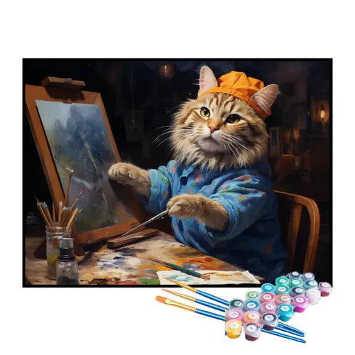 Kit de Pintura Numerada - O Gato Pintor