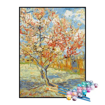 Kit de Pintura Numerada - Pessegueiro Rosa em Flor de Van Gogh