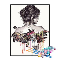 Kit de Pintura Numerada - Mulher com Borboletas
