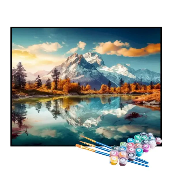 Kit de Pintura Numerada - Montanhas Refletidas no Lago