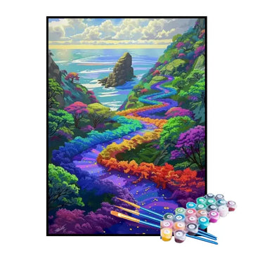 Kit de Pintura Numerada - Caminho Encantado à Beira-Mar