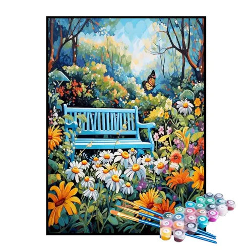 Kit de Pintura Numerada - Descanso no Jardim Florido