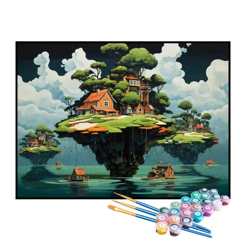 Kit de Pintura Numerada - Casa Isolada na Ilha