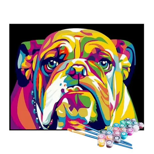 Kit de Pintura Numerada - Buldogue Colorido