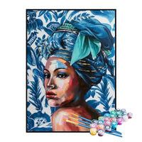 Kit de Pintura Numerada - Mulher com Turbante Azul