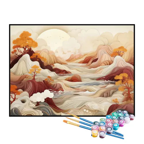 Kit de Pintura Numerada - Montanhas Bege