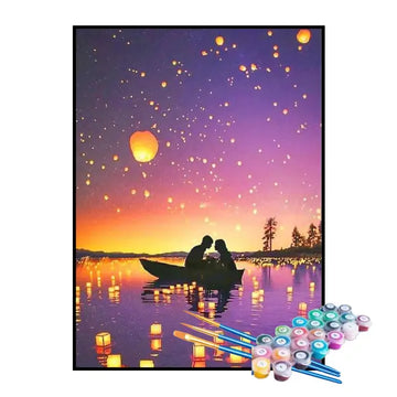 Kit de Pintura Numerada - Romance no Barco ao Luar