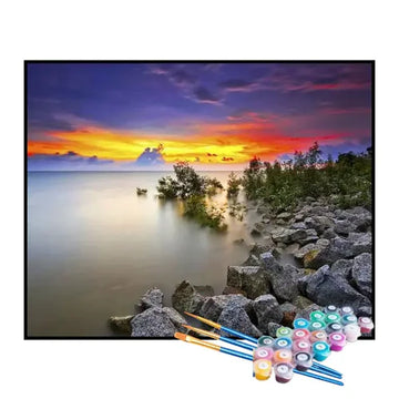 Kit de Pintura Numerada - Mar ao Entardecer