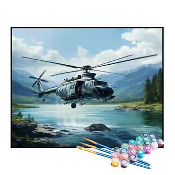 Kit de Pintura Numerada - Helicóptero Sobre o Lago