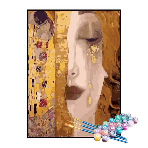 Kit de Pintura Numerada - O Beijo com Lágrimas, de Gustav Klimt