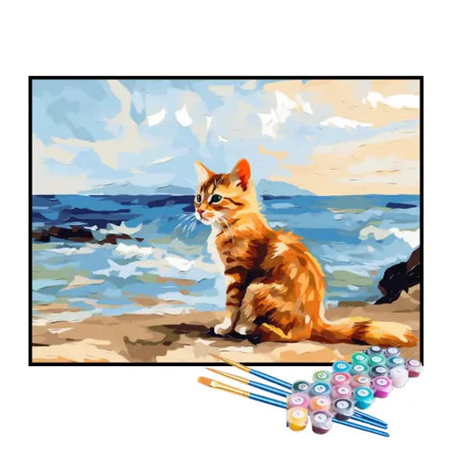 Kit de Pintura Numerada - O Gato na Praia