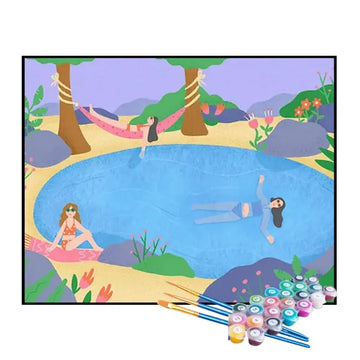 Kit de Pintura Numerada - Festa na Piscina das Garotas