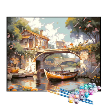 Kit de Pintura Numerada - Barcos Sob a Ponte