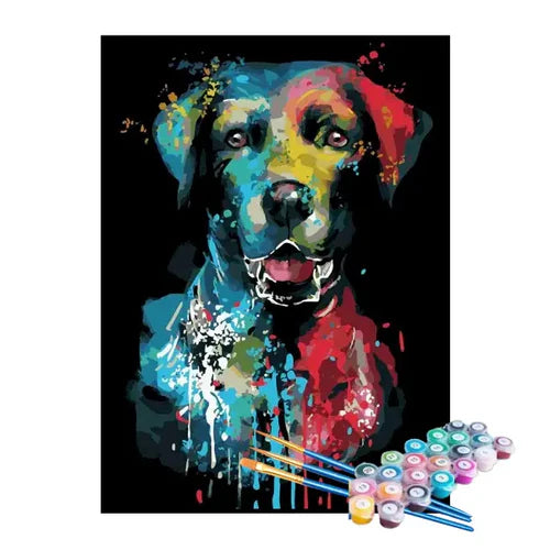 Kit de Pintura Numerada - Cachorro Abstrato