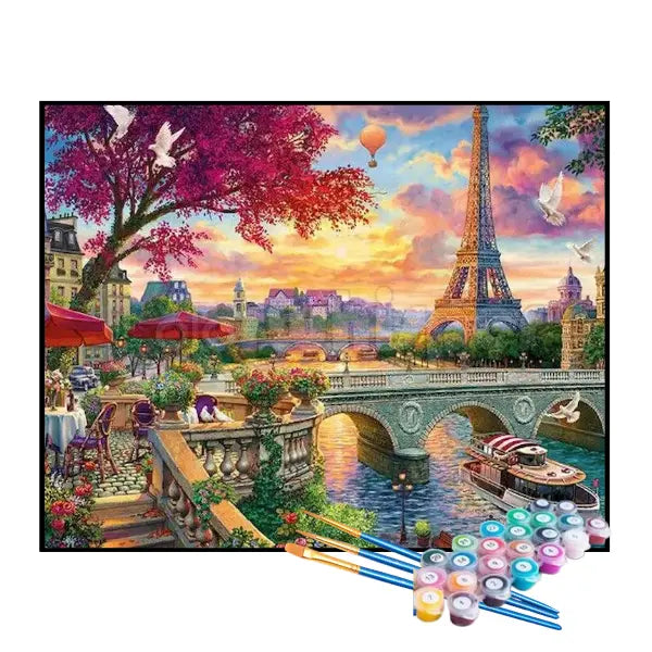 Kit de Pintura Numerada - A Vista de Paris ao Entardecer