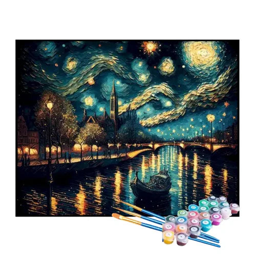 Kit de Pintura Numerada - Noite Escura Estrelada