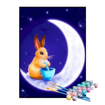 Kit de Pintura Numerada - Coelho Pintando a Lua