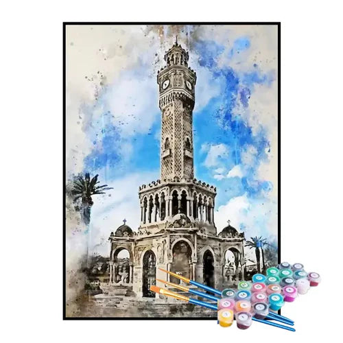 Kit de Pintura Numerada - Torre do Relógio de Izmir, Turquia