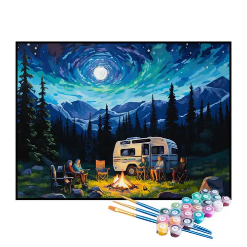 Kit de Pintura Numerada - Acampando no Trailer da Floresta