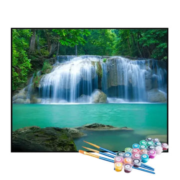 Kit de Pintura Numerada - Cachoeiras do Rio na Floresta
