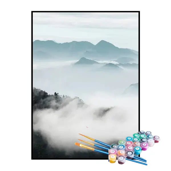 Kit de Pintura Numerada - Nuvens Sobre a Montanha