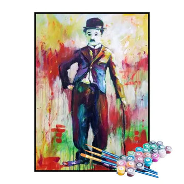 Kit de Pintura Numerada - Charlie Chaplin Abstrato