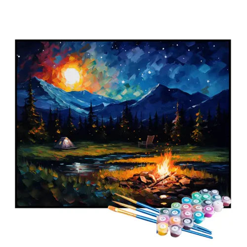 Kit de Pintura Numerada - Acampamento na Floresta