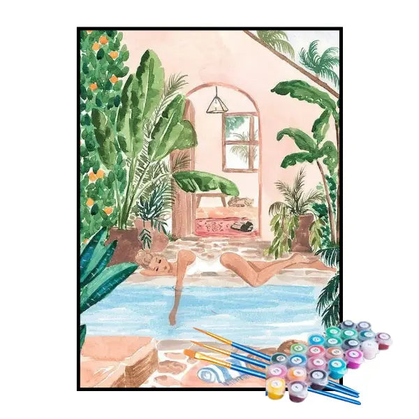 Kit de Pintura Numerada - Mulher Tomando Sol