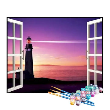 Kit de Pintura Numerada - A Janela com Vista para o Farol