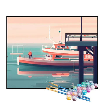 Kit de Pintura Numerada - Passageiros Embarcando no Navio