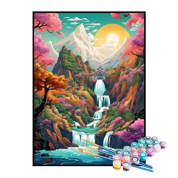 Kit de Pintura Numerada - Templo sob a Cachoeira