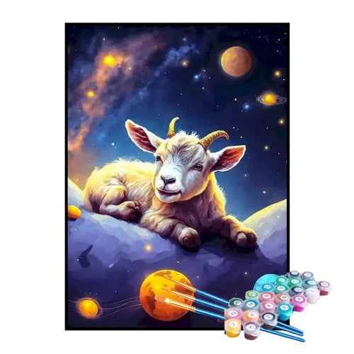 Kit de Pintura Numerada - Cabra no Espaço Sideral