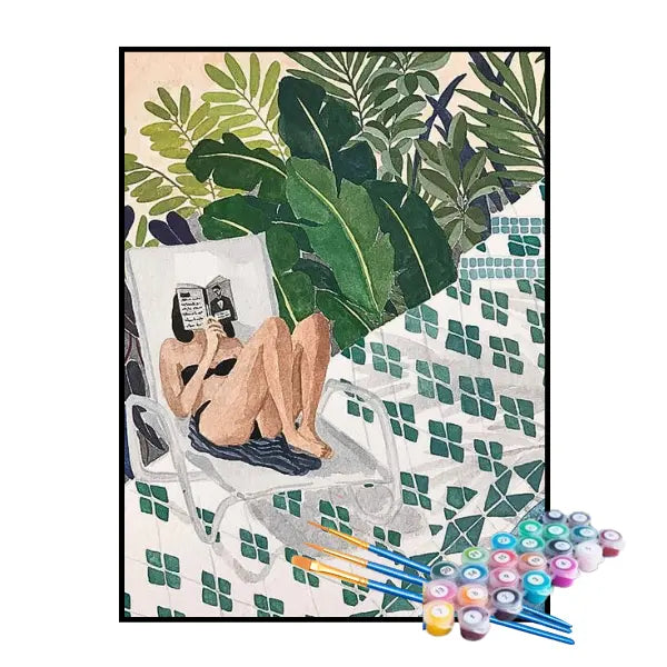 Kit de Pintura Numerada - Mulher Relaxando ao Sol