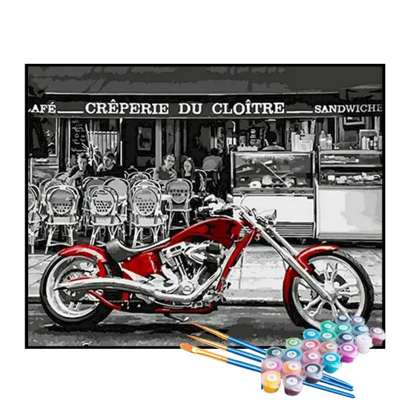 Kit de Pintura Numerada - Moto Vermelha na Cidade