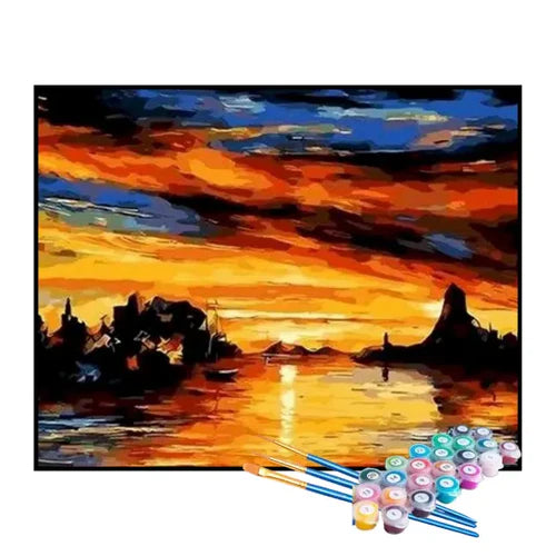 Kit de Pintura Numerada - Nascer do Sol na Ilha