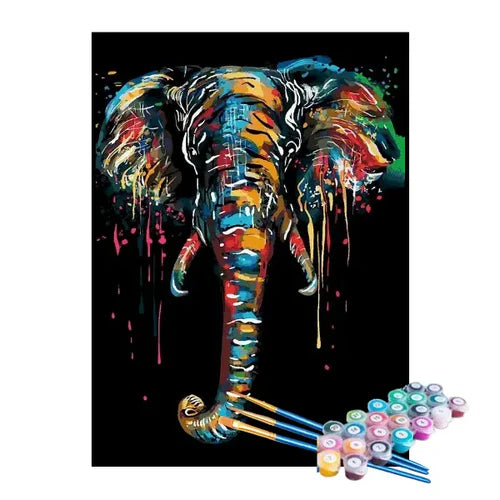 Kit de Pintura Numerada - Elefante Colorido