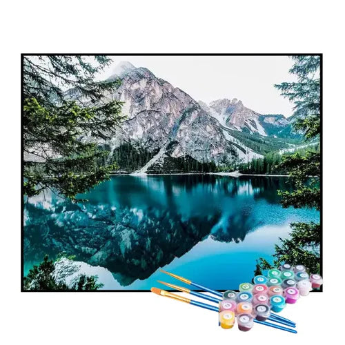 Kit de Pintura Numerada - Lago Encantado Atrás das Montanhas