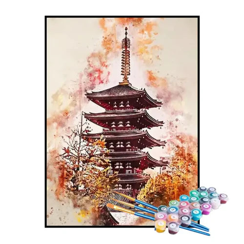 Kit de Pintura Numerada - Templo Japonês