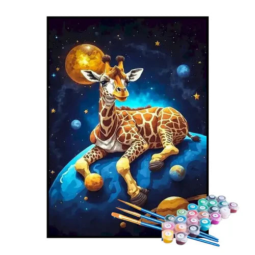 Kit de Pintura Numerada - Girafa no Espaço Sideral