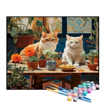 Kit de Pintura Numerada - Gatinhos na Floricultura