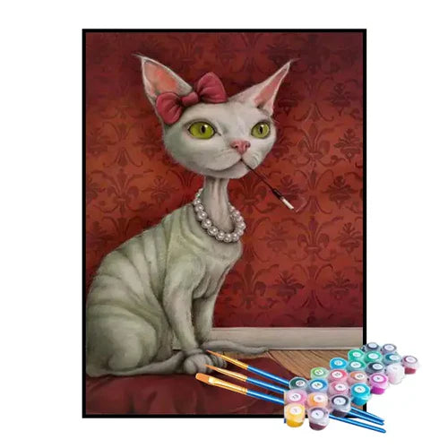 Kit de Pintura Numerada - Gato Elegante
