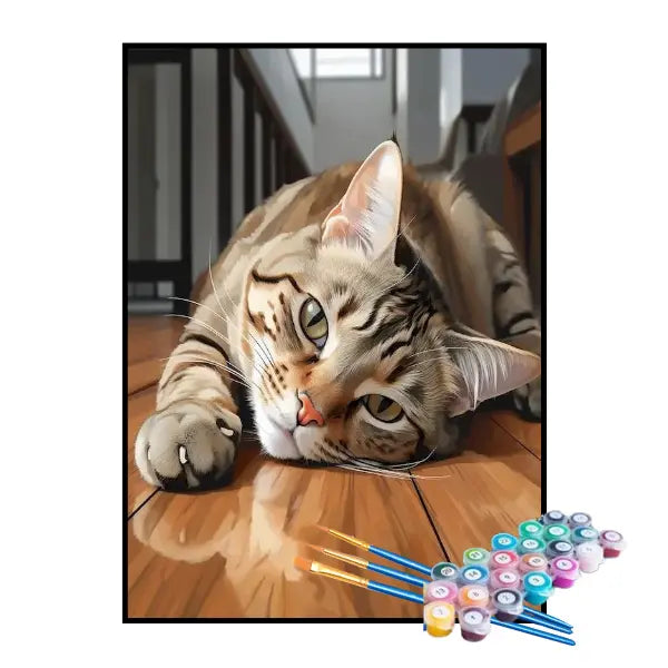 Kit de Pintura Numerada - O Gato se Espreguiçando