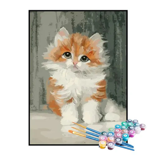 Kit de Pintura Numerada - Gatinho Laranja