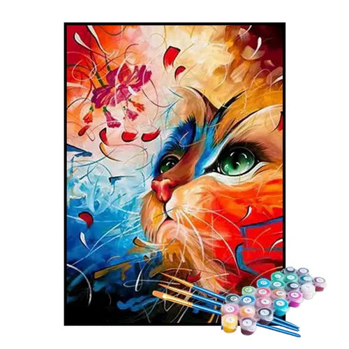 Kit de Pintura Numerada - Gato no Mundo Colorido