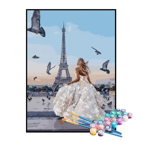 Kit de Pintura Numerada - Noiva na Torre Eiffel