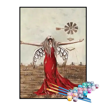 Kit de Pintura Numerada - Mulher com Asas de Anjo