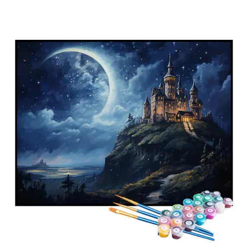 Kit de Pintura Numerada - Castelo sob a Lua