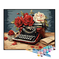 Kit de Pintura Numerada - Máquina de Escrever com Rosas
